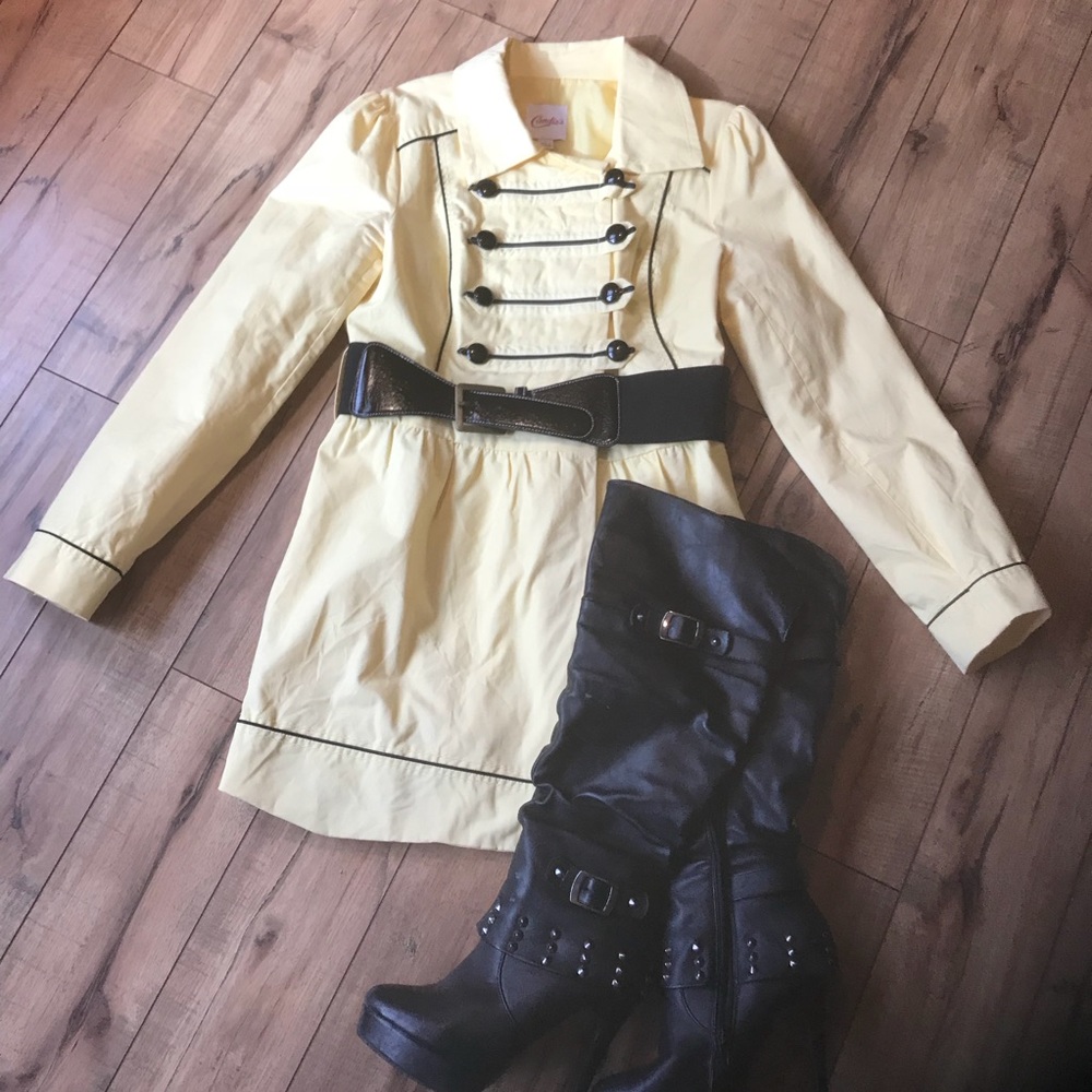 ❌SOLD❌Candie’s Pale Yellow Swing/Trench Coat - Picture 1 of 5